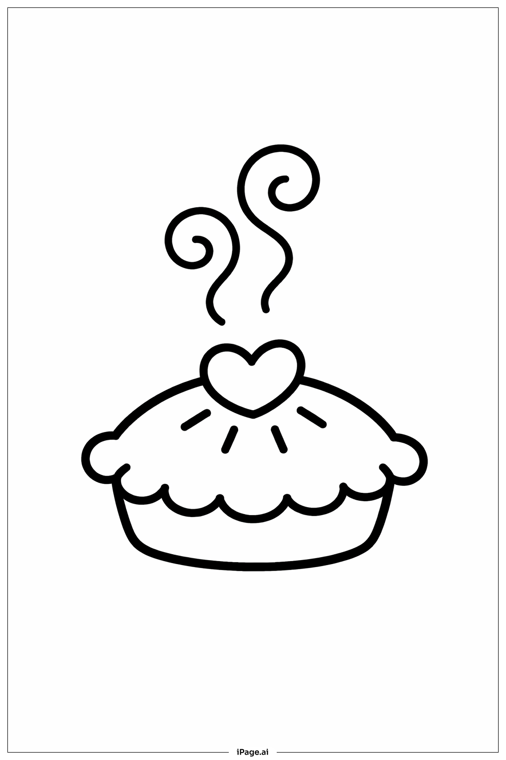  Thanksgiving-Kuchen mit Herz Ausmalseite 