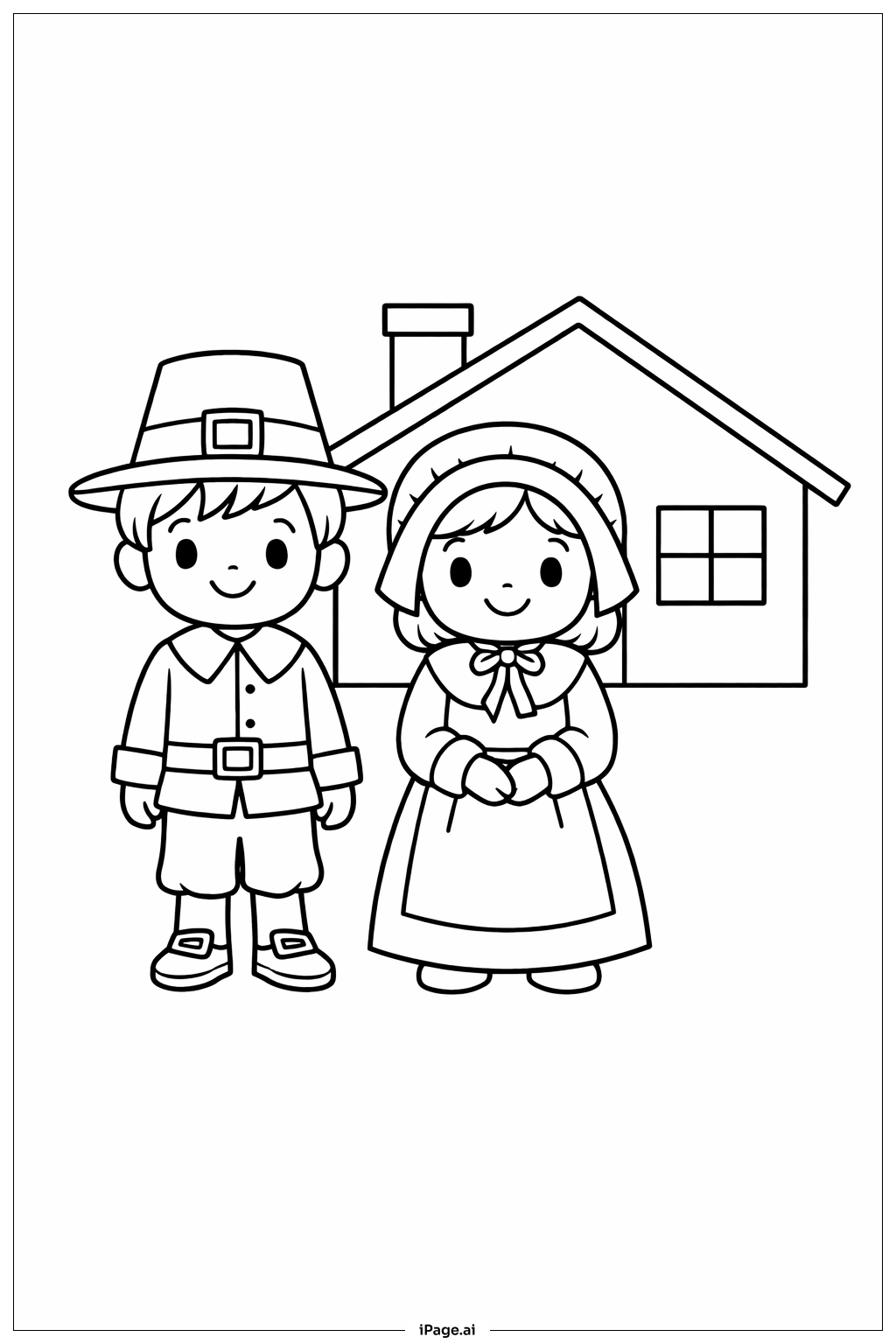  Thanksgiving-Pilgerkinder Ausmalseite 