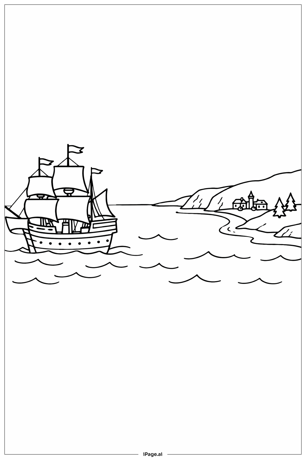  Thanksgiving Pilgerschiff Karte Ausmalseite 