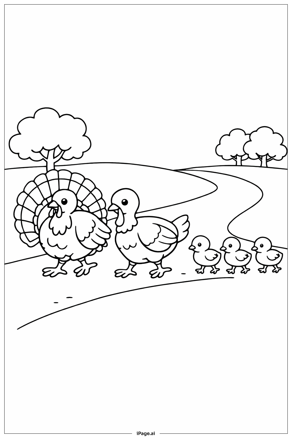  Thanksgiving Putenfamilien-Spaziergang Ausmalseite 