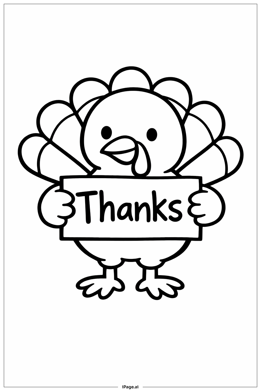  Erntedank-Truthahn mit Schild Ausmalseite 