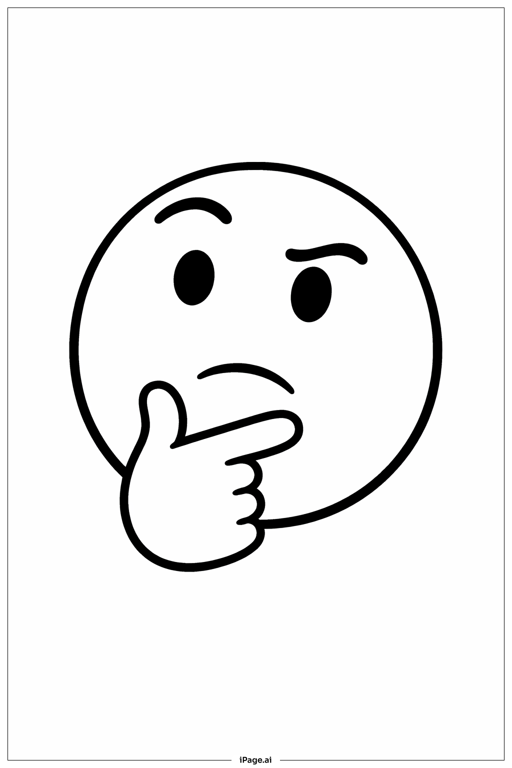  Page de coloriage Émoji visage pensif 