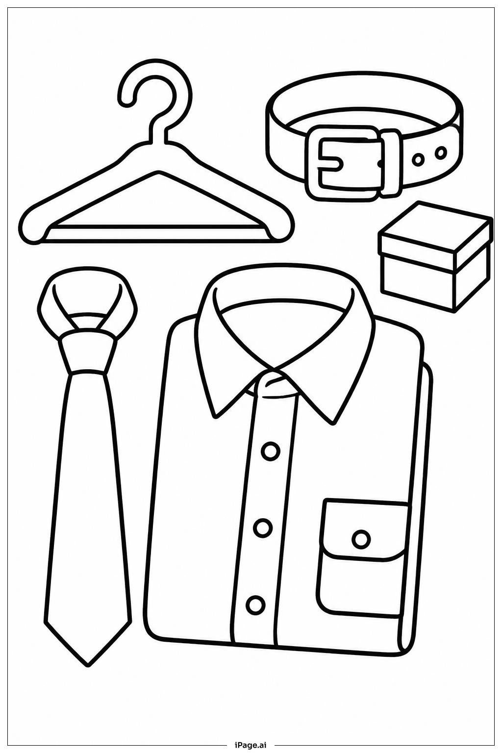 Página para colorir de Conjunto de Gravata e Camisa