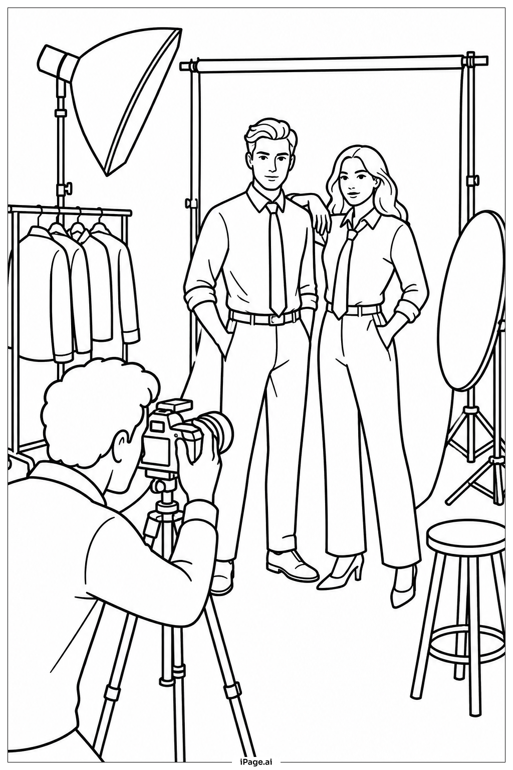  Página para colorir de Tie Fashion Photoshoot 