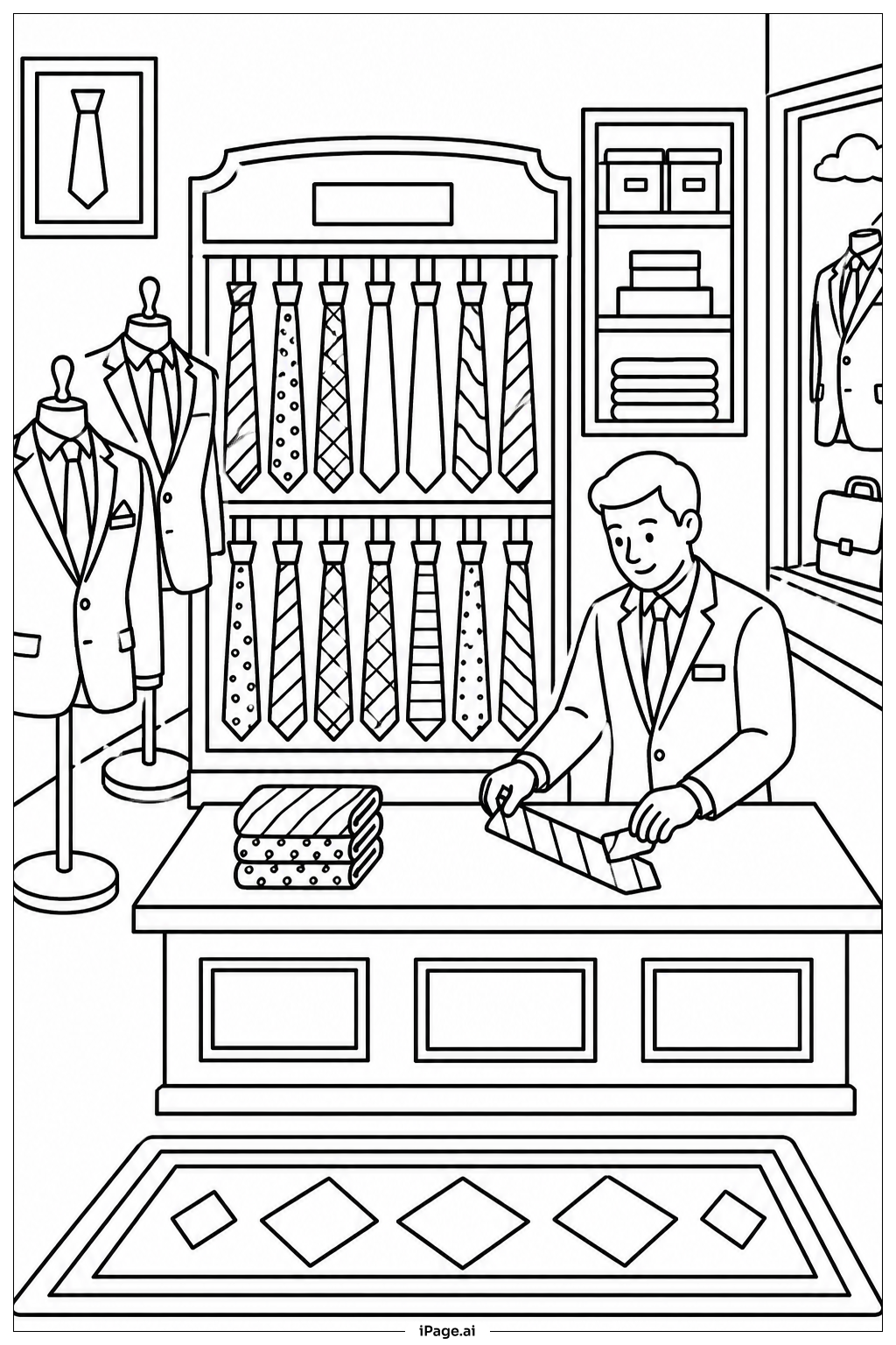 Tie Rack Arrangement Coloring Page