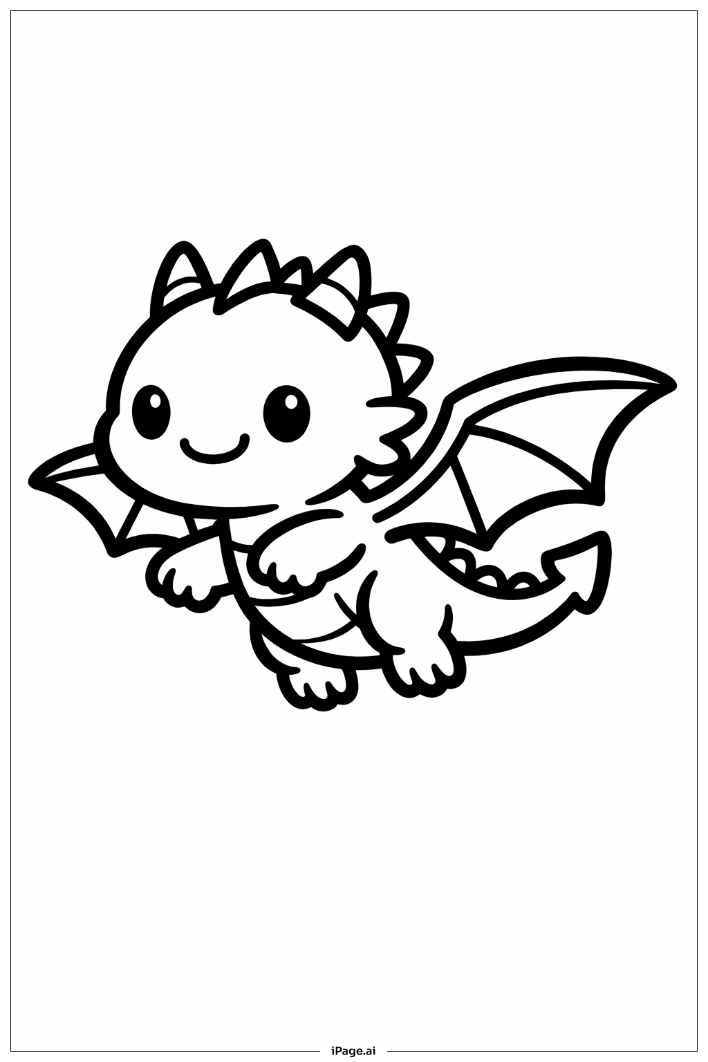  Página para colorir de Pequeno Dragão Voador 