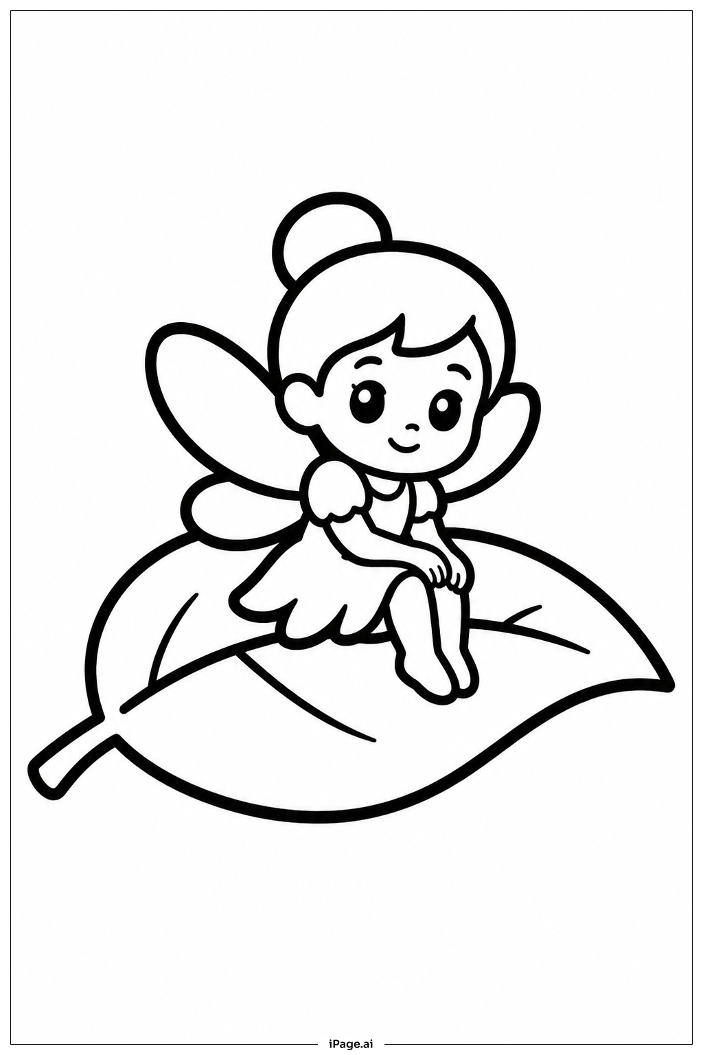 Tiny Fairy Sitting Coloring Page