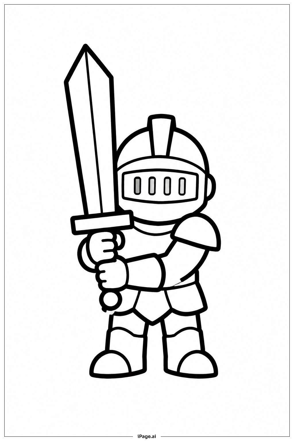 Page de coloriage Petit Chevalier à l'Épée