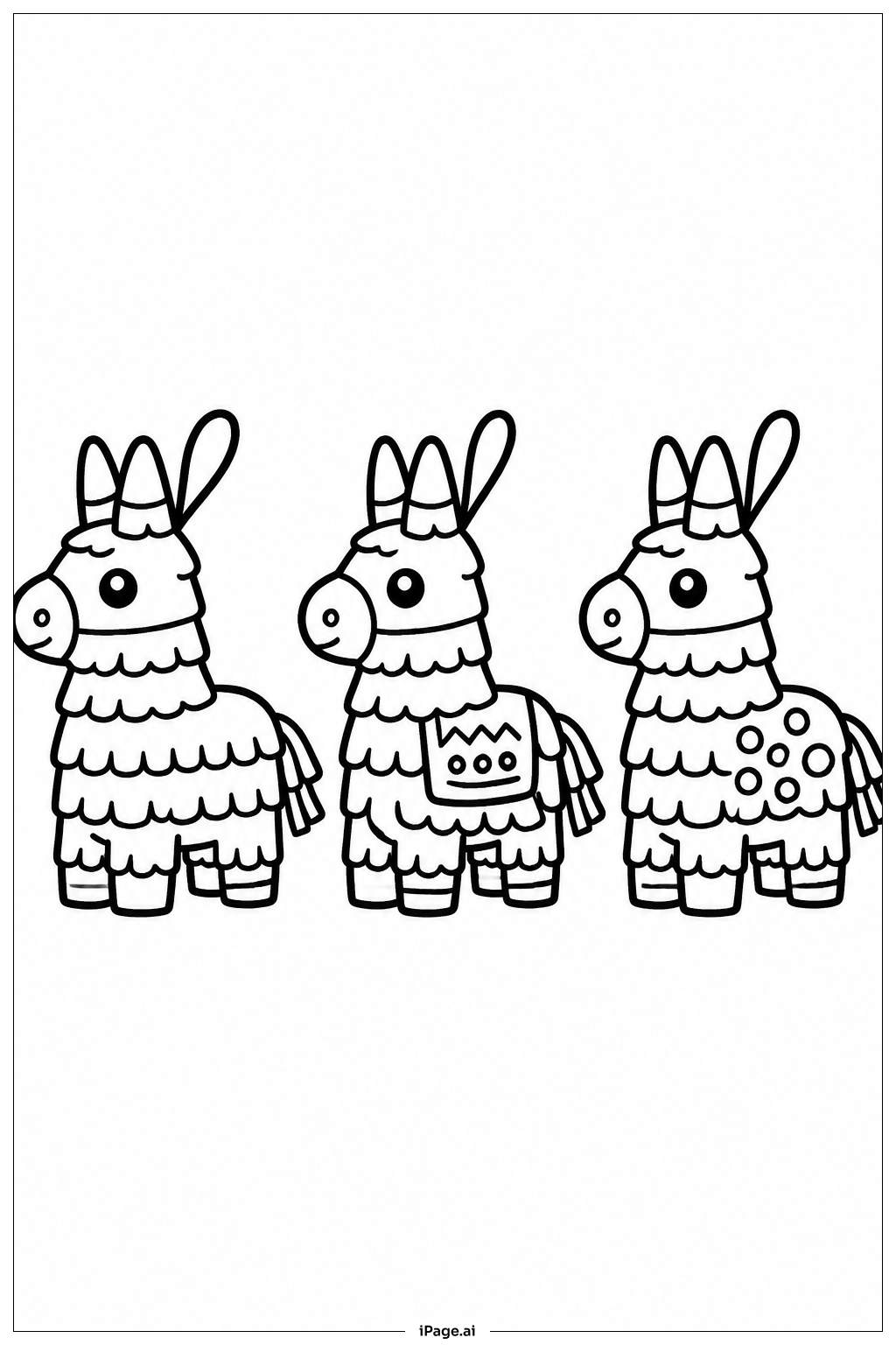 Página para colorear de Desfile de Piñatas Pequeñas