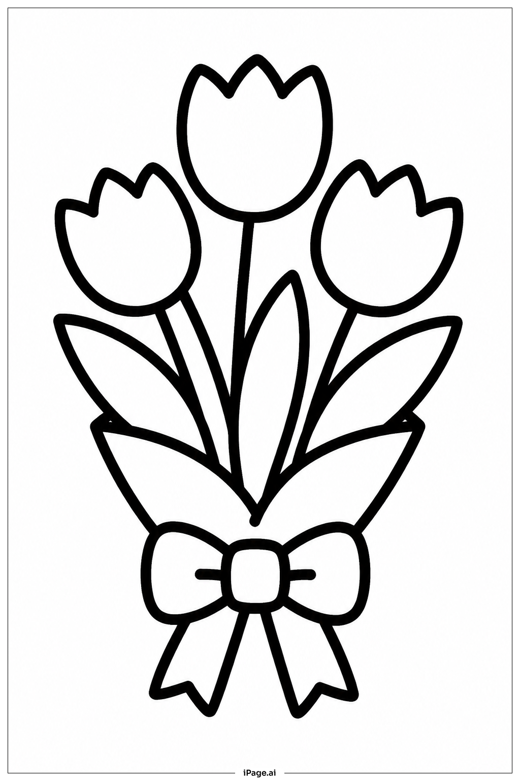  Tiny Tulip Flower Bouquet Coloring Page 