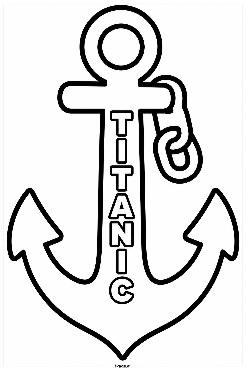  Page de coloriage Gros plan sur l'ancre du Titanic 