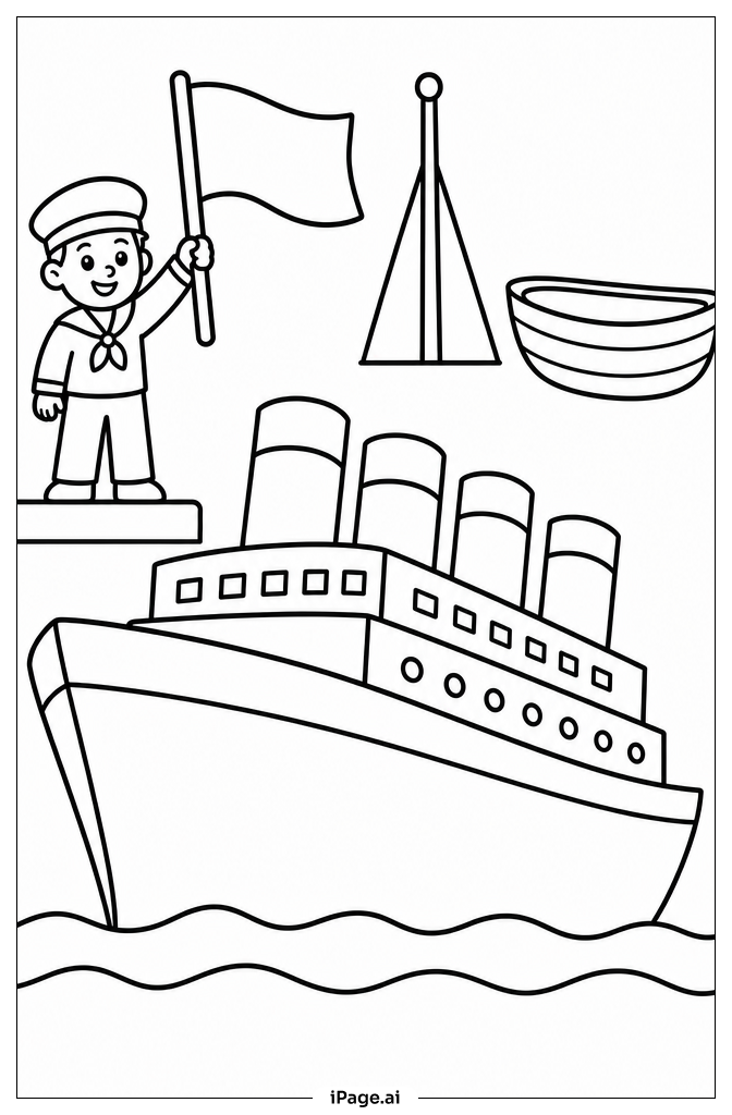 Titanic Crew Signal Coloring Page