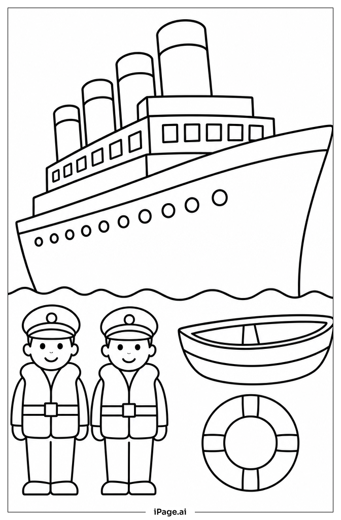  Page de coloriage Exercice d'évacuation du Titanic 