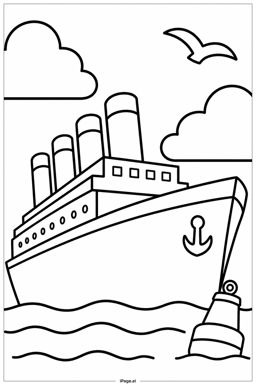 Titanic Foggy Morning Coloring Page