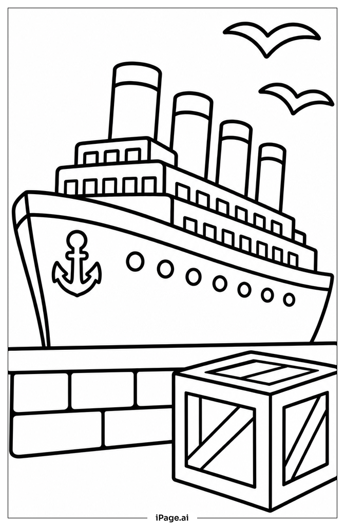 Page de coloriage Titanic au Port