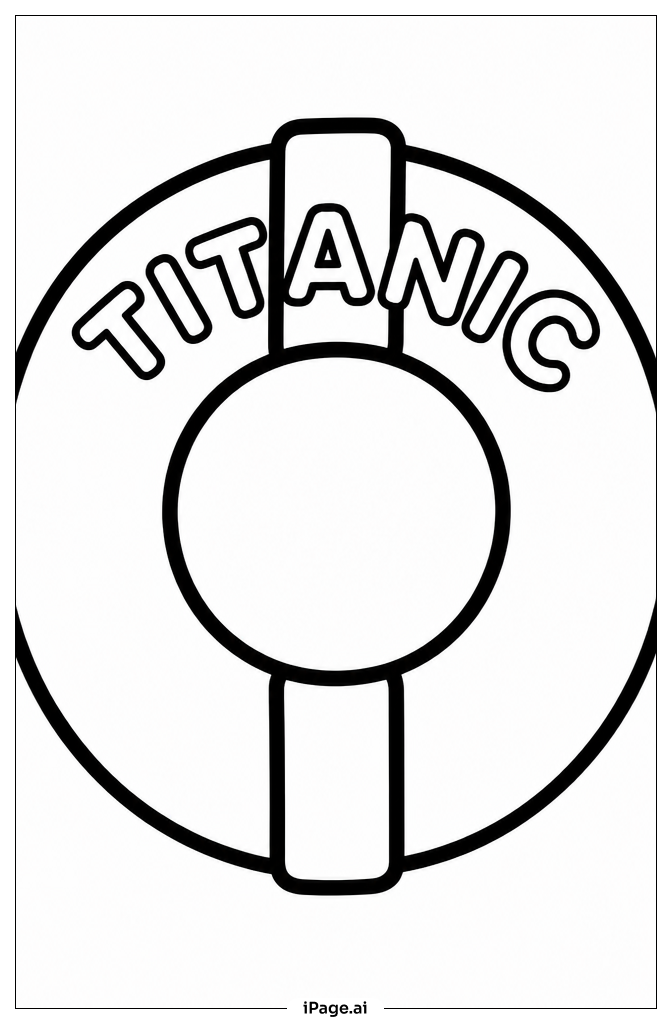 Titanic Single Lifebuoy Coloring Page