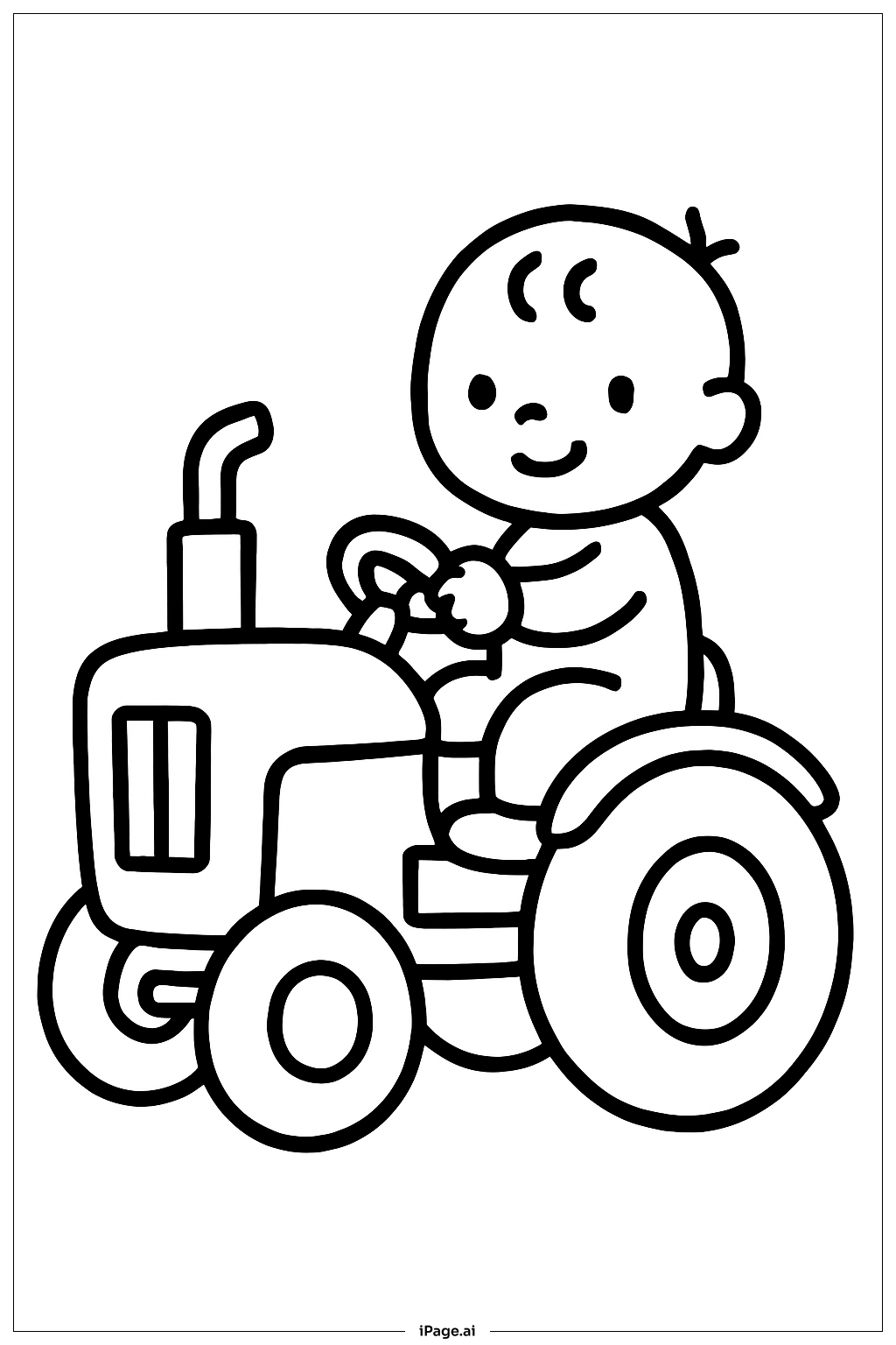  幼児のトラクター乗りの塗り絵ページ 