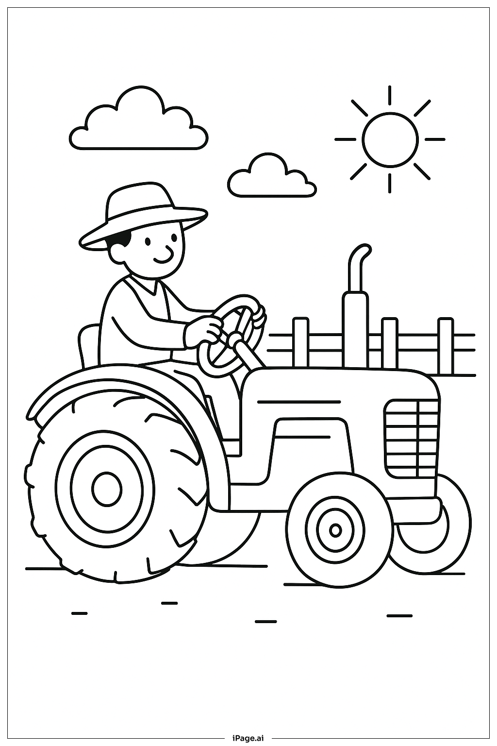  拖拉機與農夫著色頁 