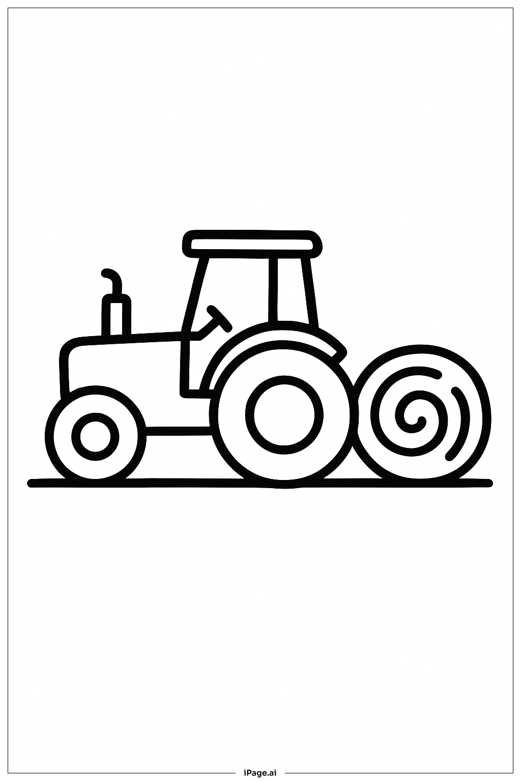 トラクターと干し草の丸太