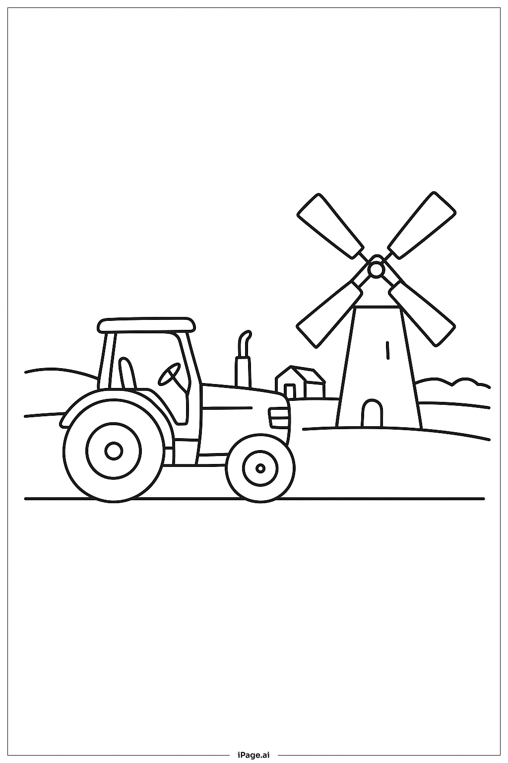  트랙터와 풍차 색칠공부 페이지 