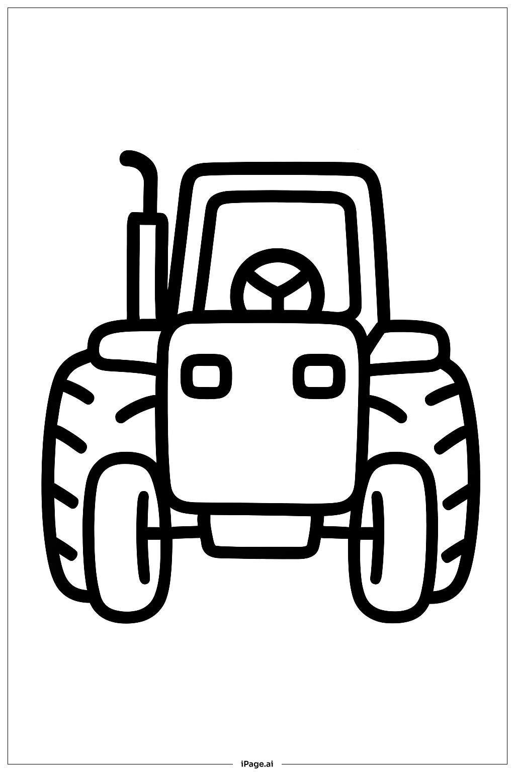  トラクター正面図の塗り絵ページ 