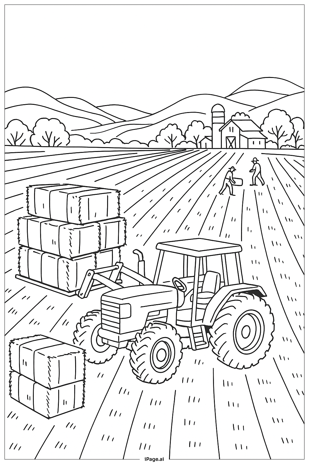  Traktor Ernteszene Ausmalseite 