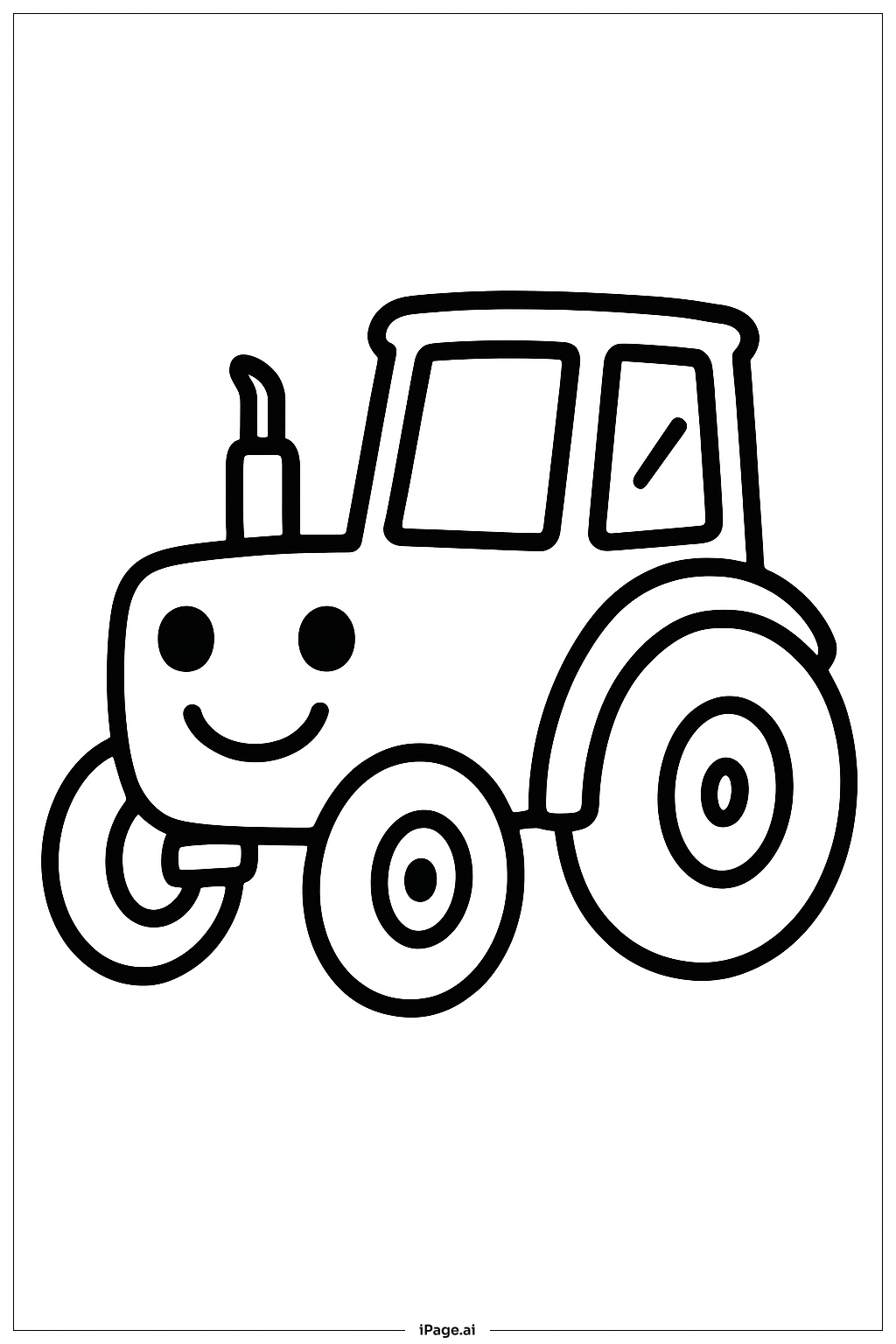  笑顔のトラクターの塗り絵ページ 