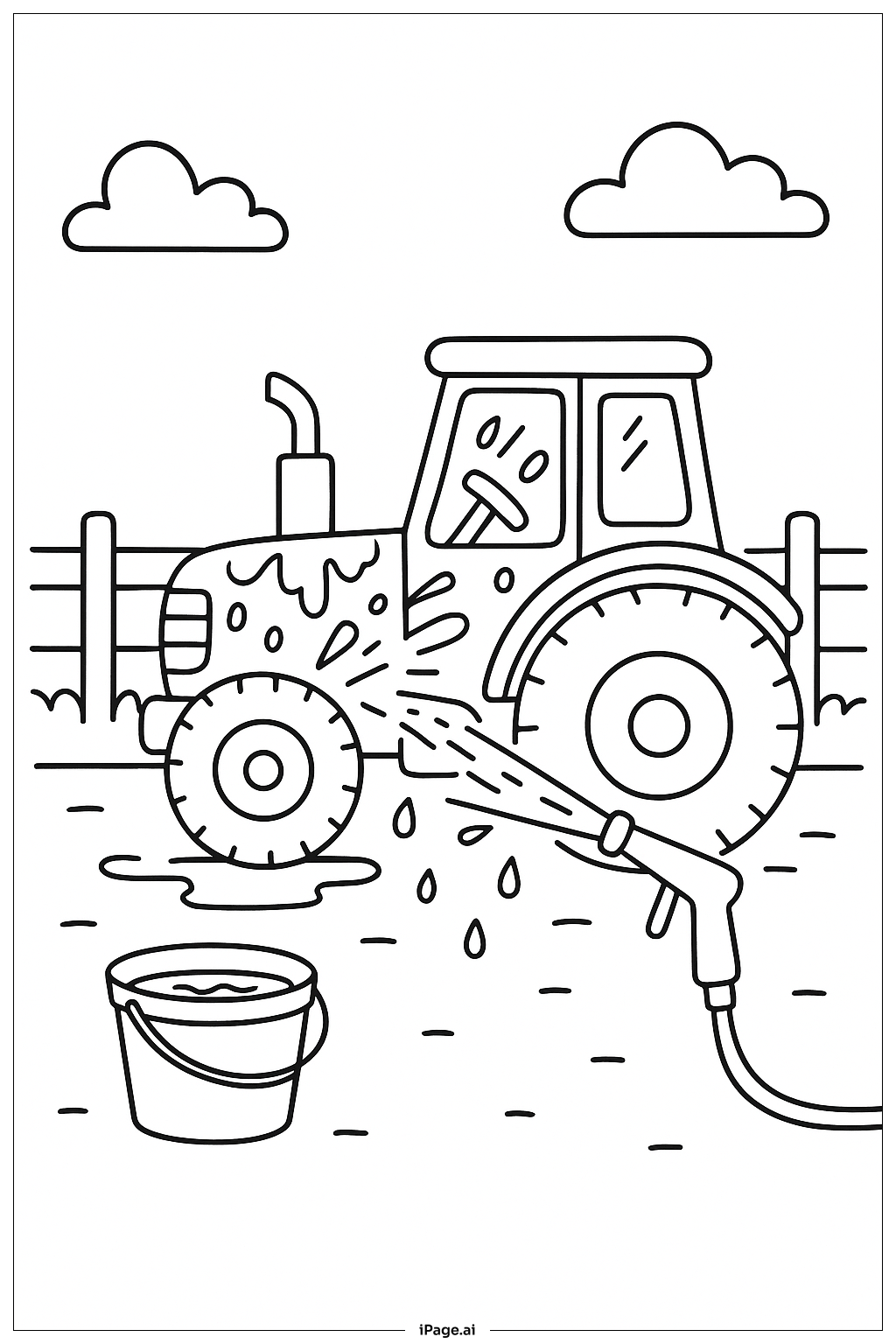  Página para colorir de Estação de Lavagem de Trator 