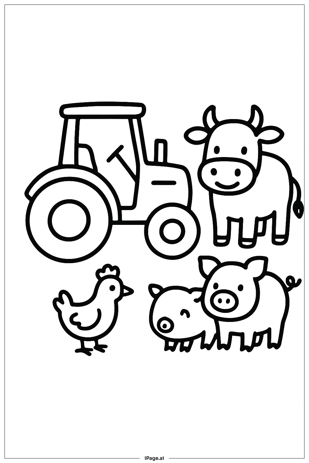  Trang tô màu Máy kéo với động vật 