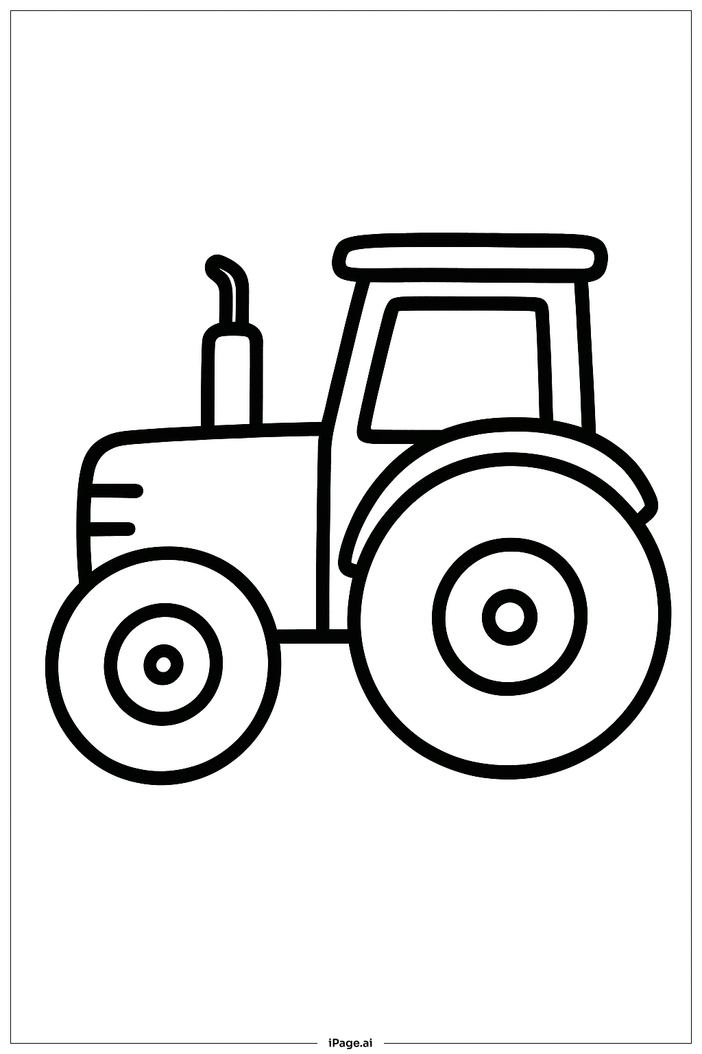  大きなタイヤのトラクターの塗り絵ページ 