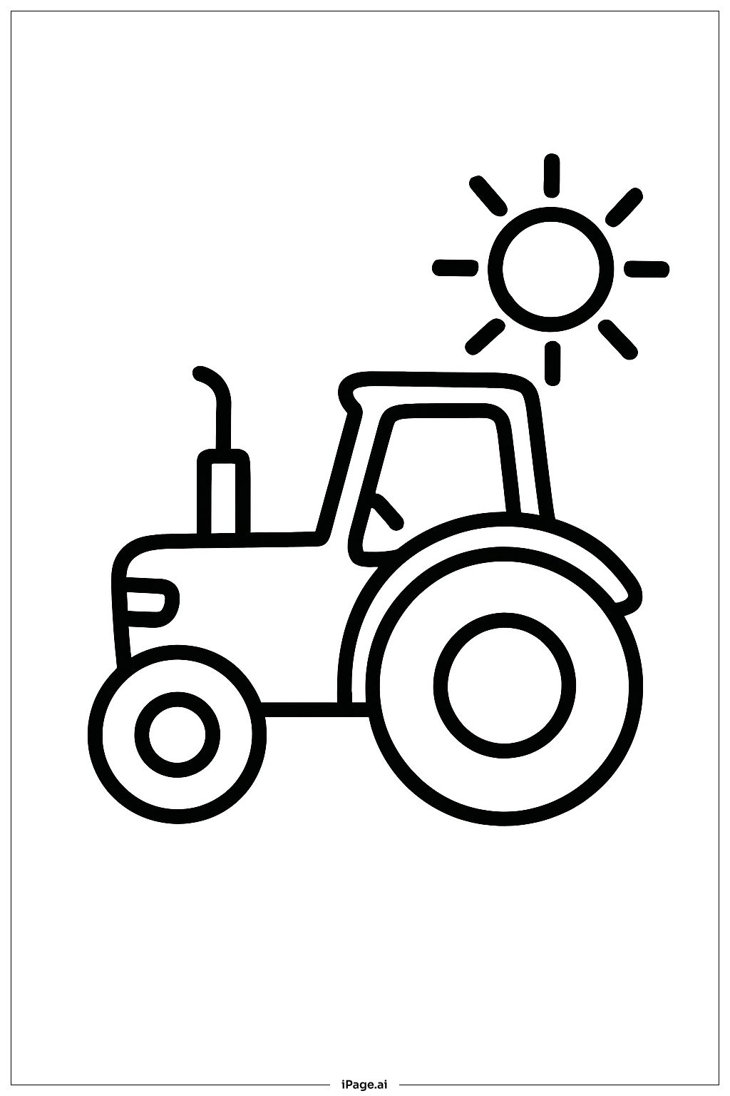  Trang tô màu Máy cày với mặt trời 