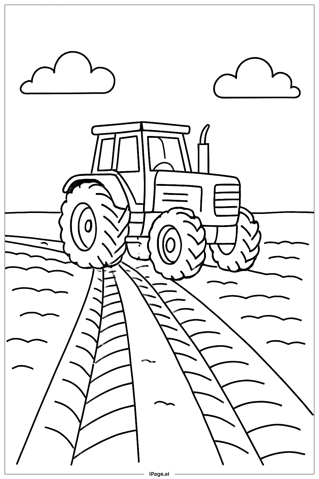  Trang tô màu Máy kéo với dấu lốp xe 