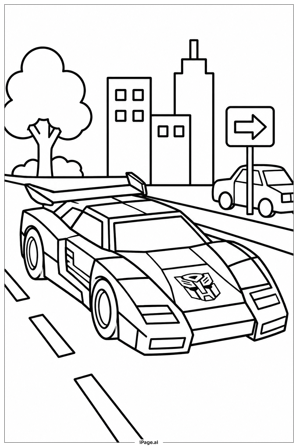 变形金刚公路追逐填色页