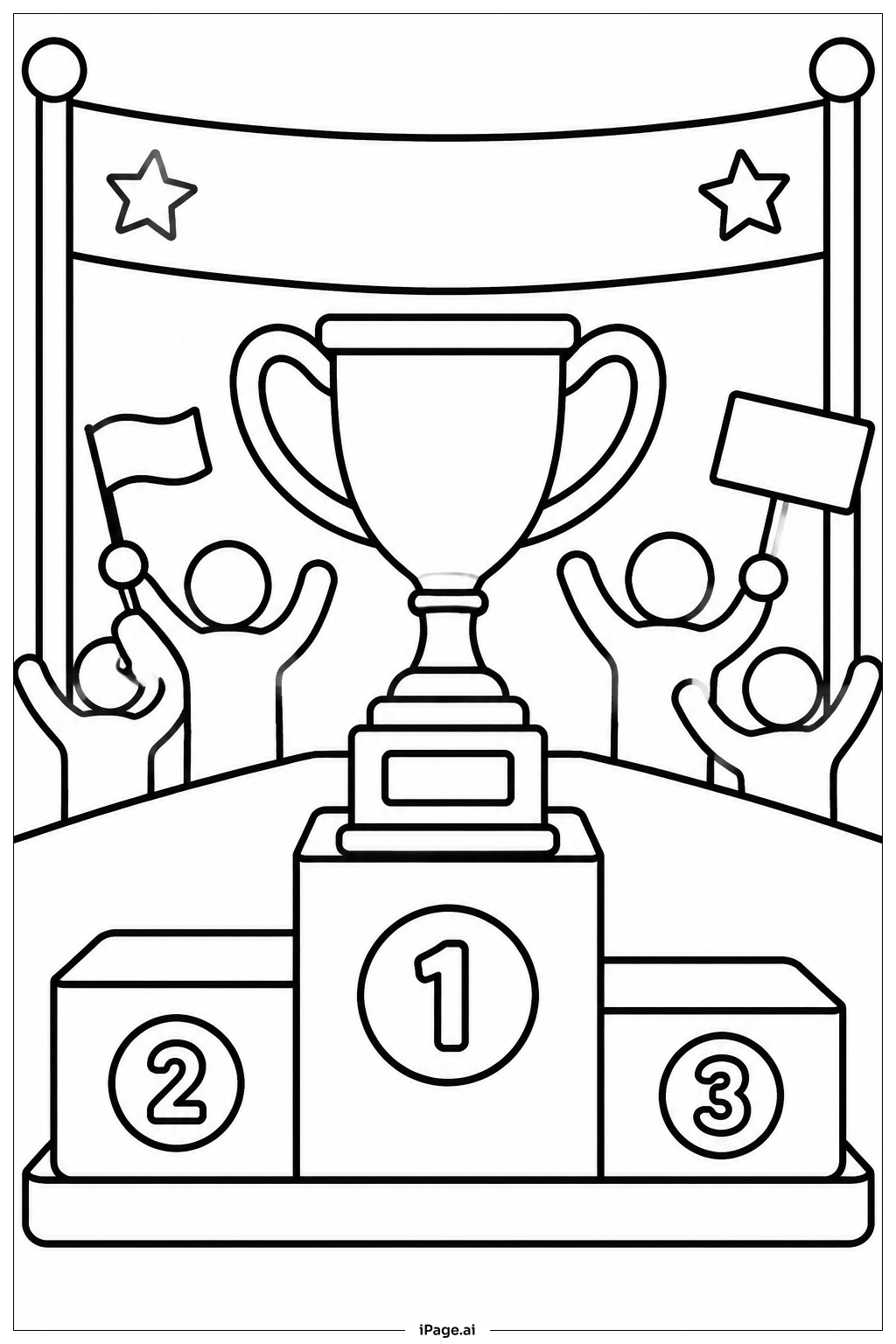 Trophäe auf dem Podest Ausmalseite