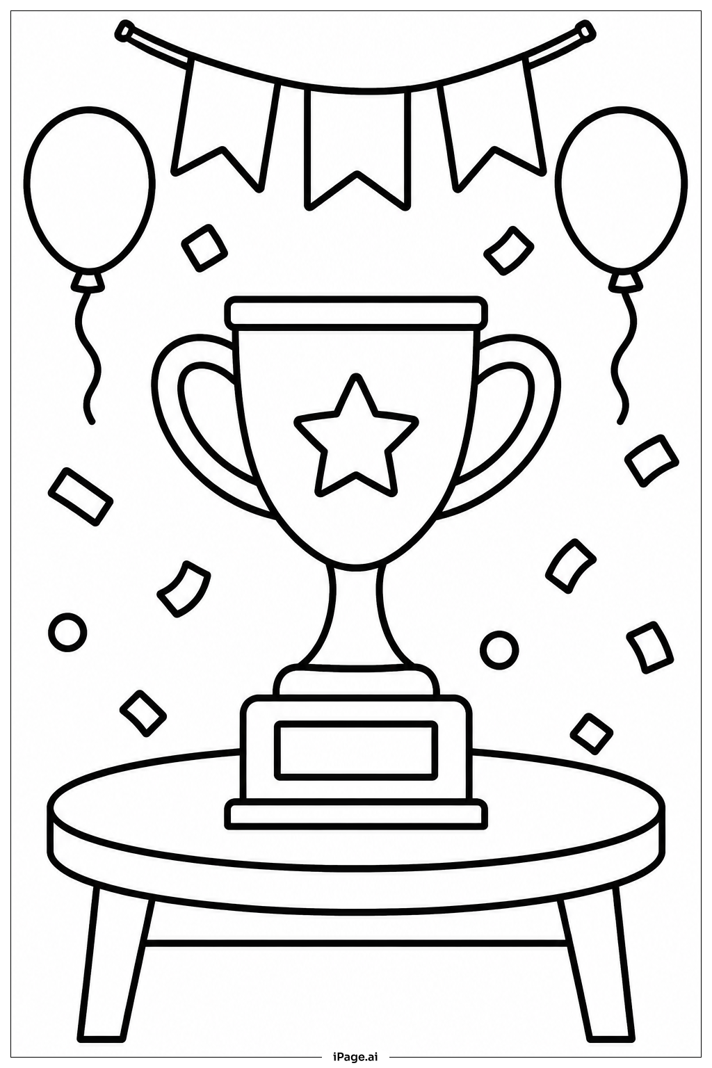 Trophy With Confetti Coloring Page