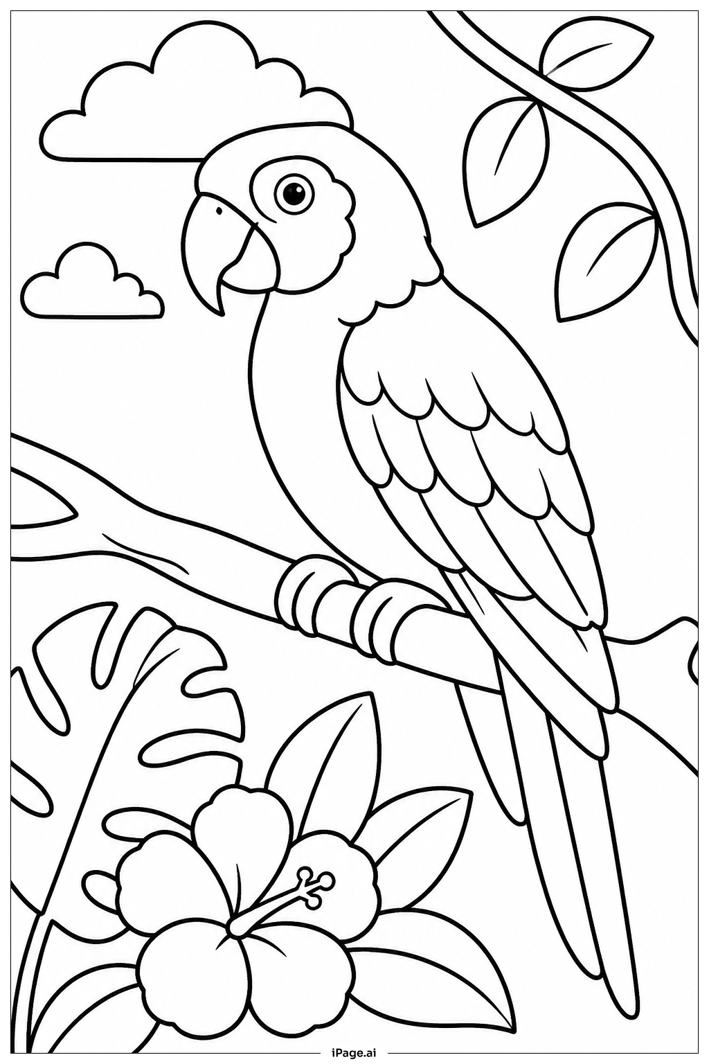  Página para colorir de Papagaio Tropical 