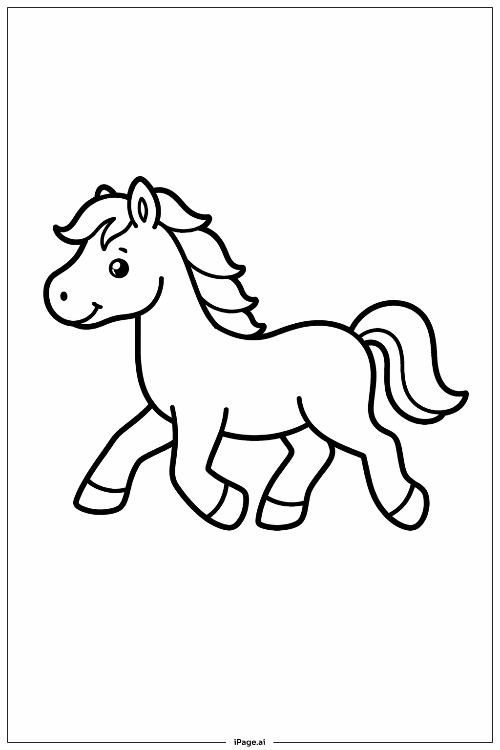 Trotting Horse Side View Coloring Page