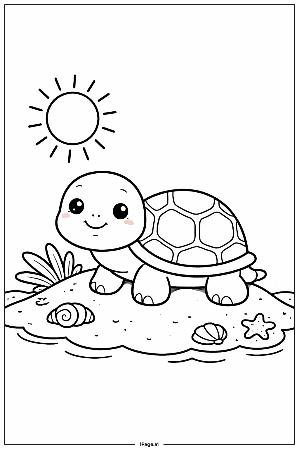 沙滩上的小海龟填色页