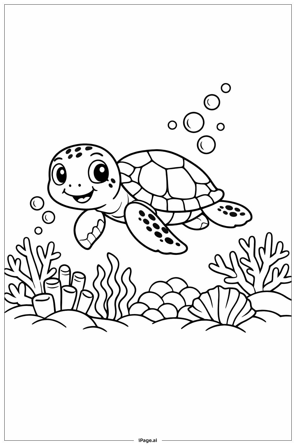 海龟探险珊瑚礁填色页