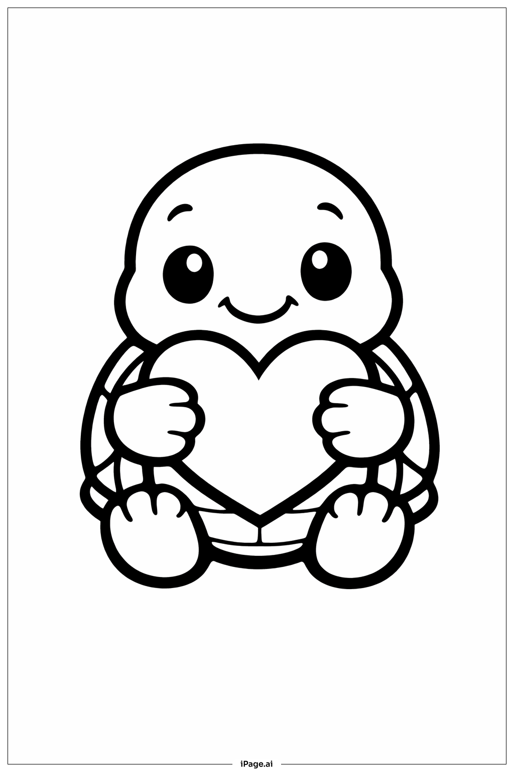 乌龟抱心填色页