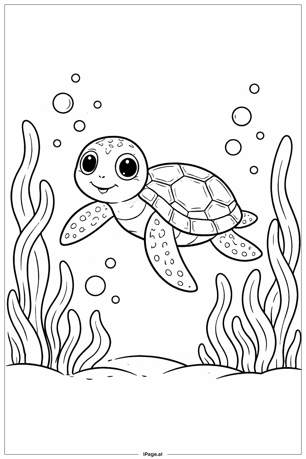 海藻花园里的海龟填色页