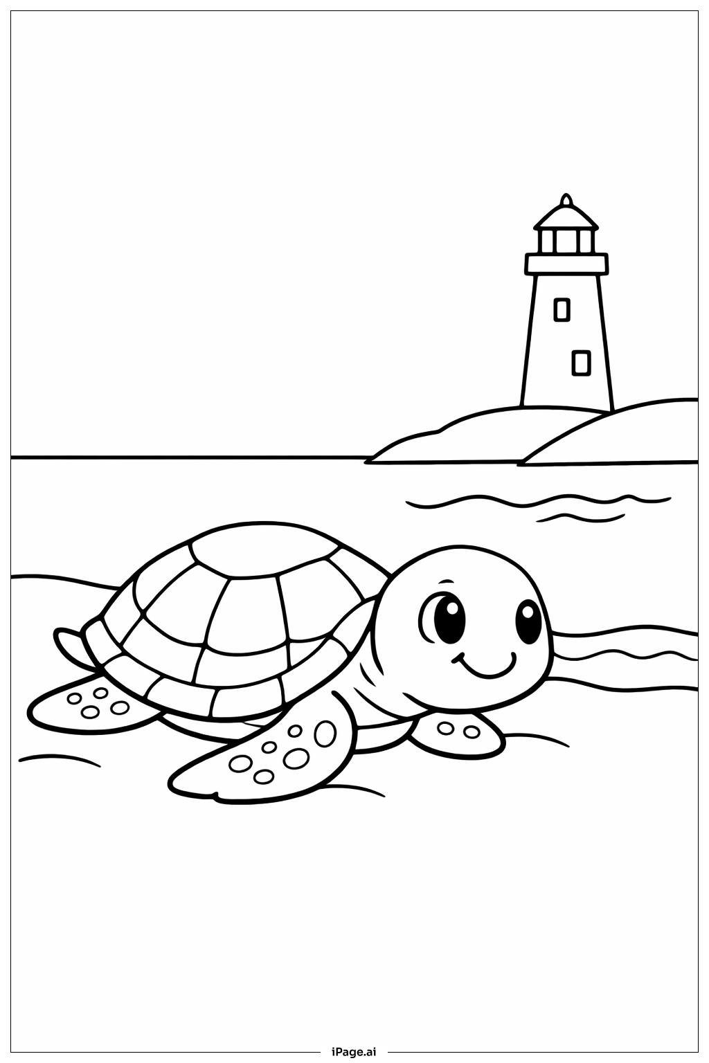 灯塔附近的小海龟填色页