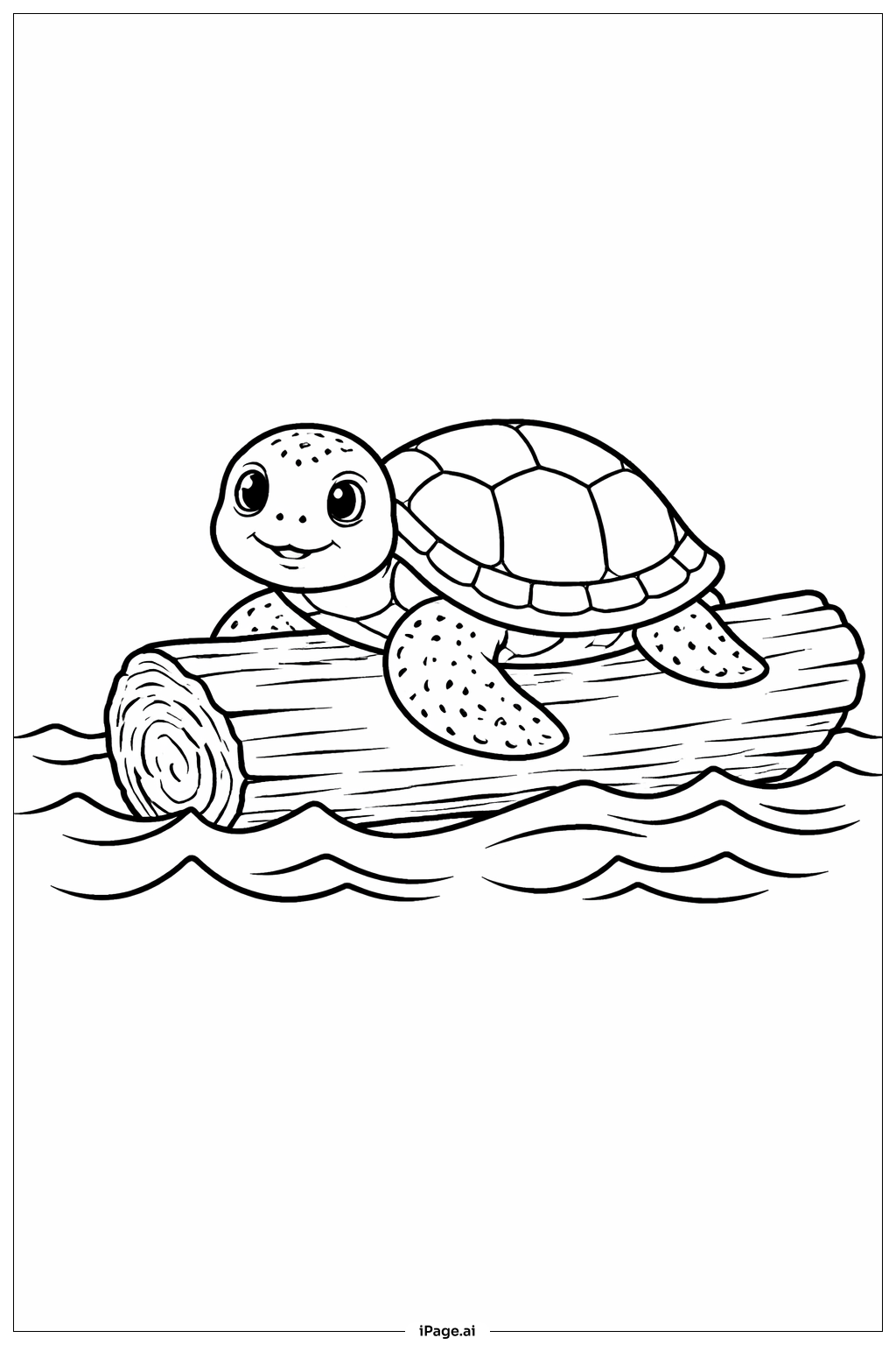 木头上的海龟填色页