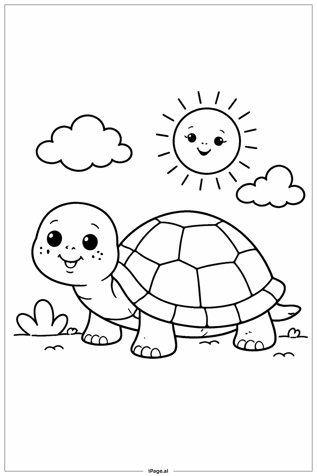阳光下的乌龟填色页