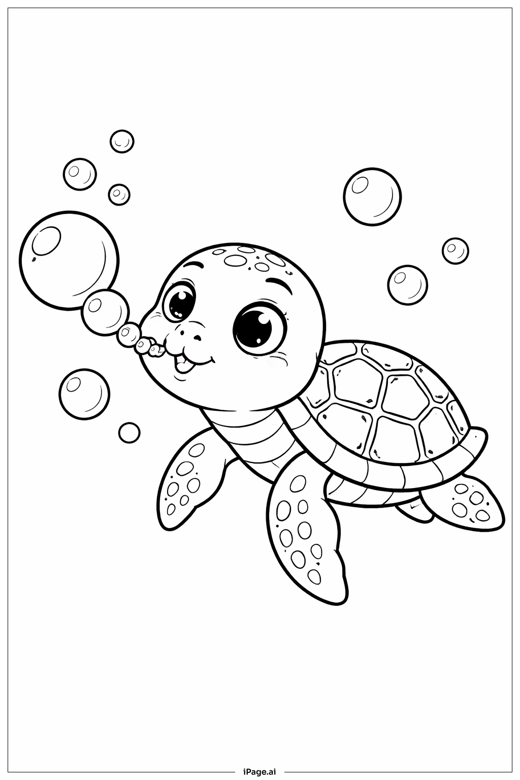 带泡泡的乌龟填色页