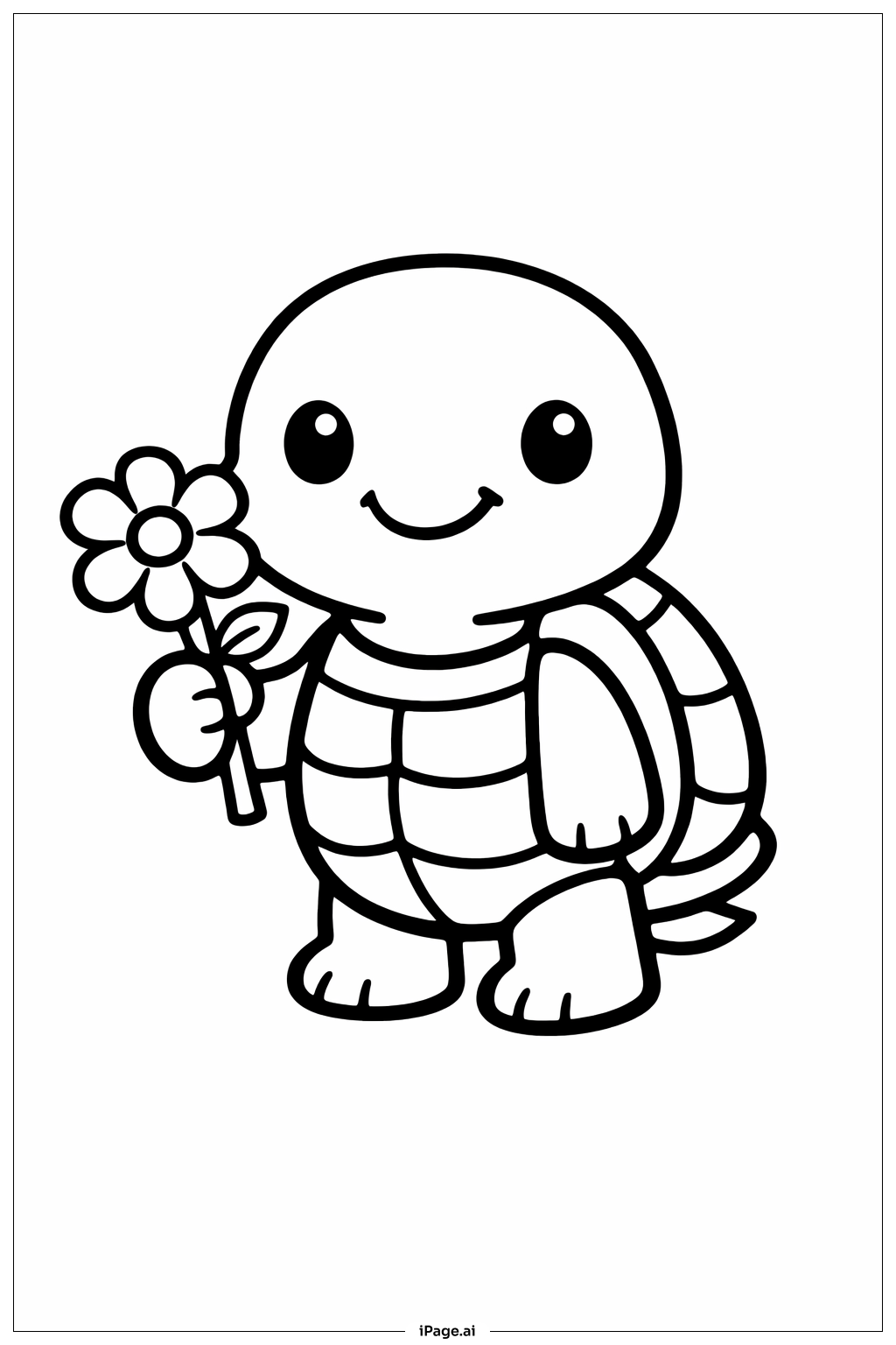 带花的乌龟填色页