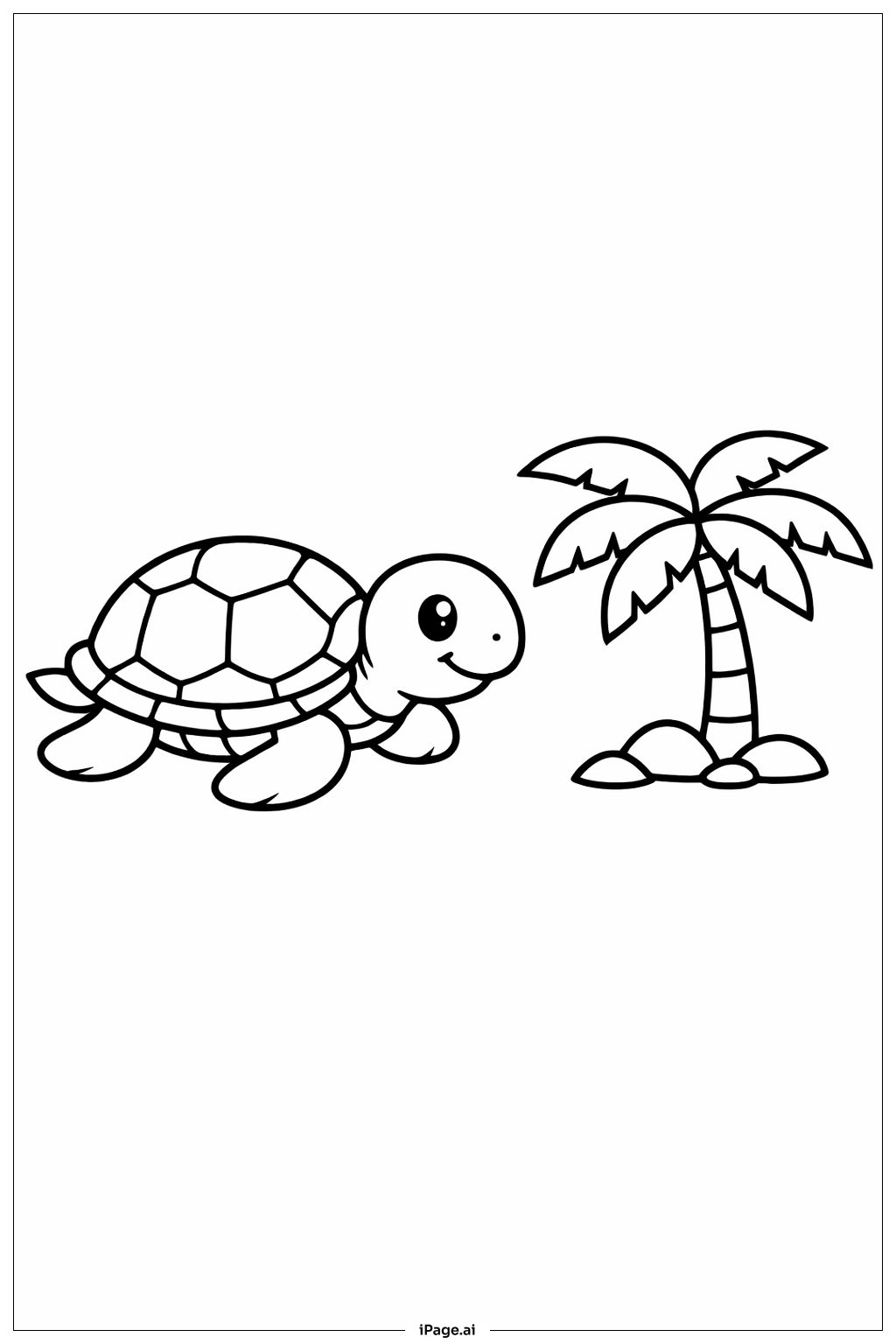 带棕榈树的乌龟填色页