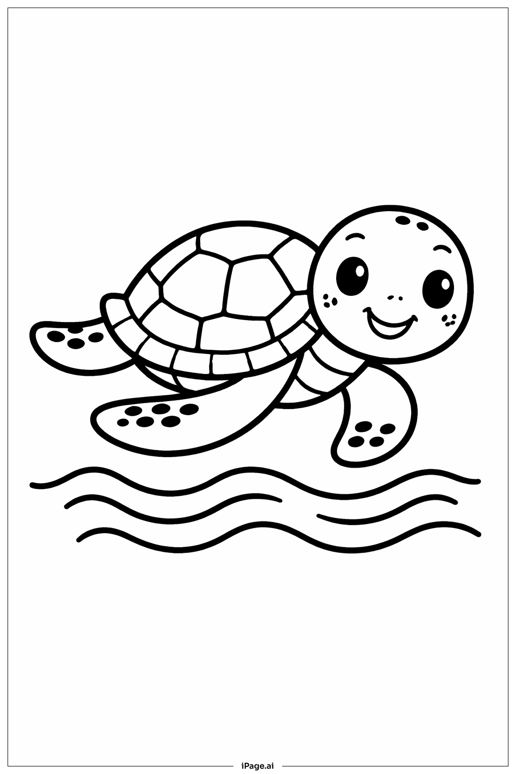 带简单波浪的乌龟填色页