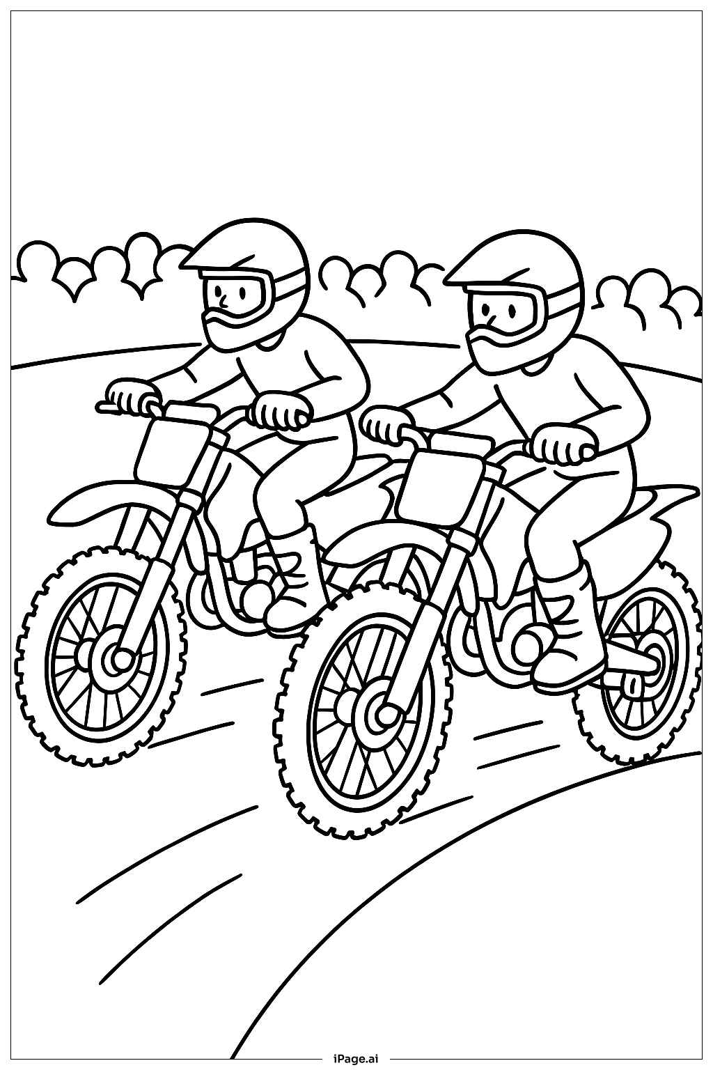  兩台越野摩托車競賽著色頁 
