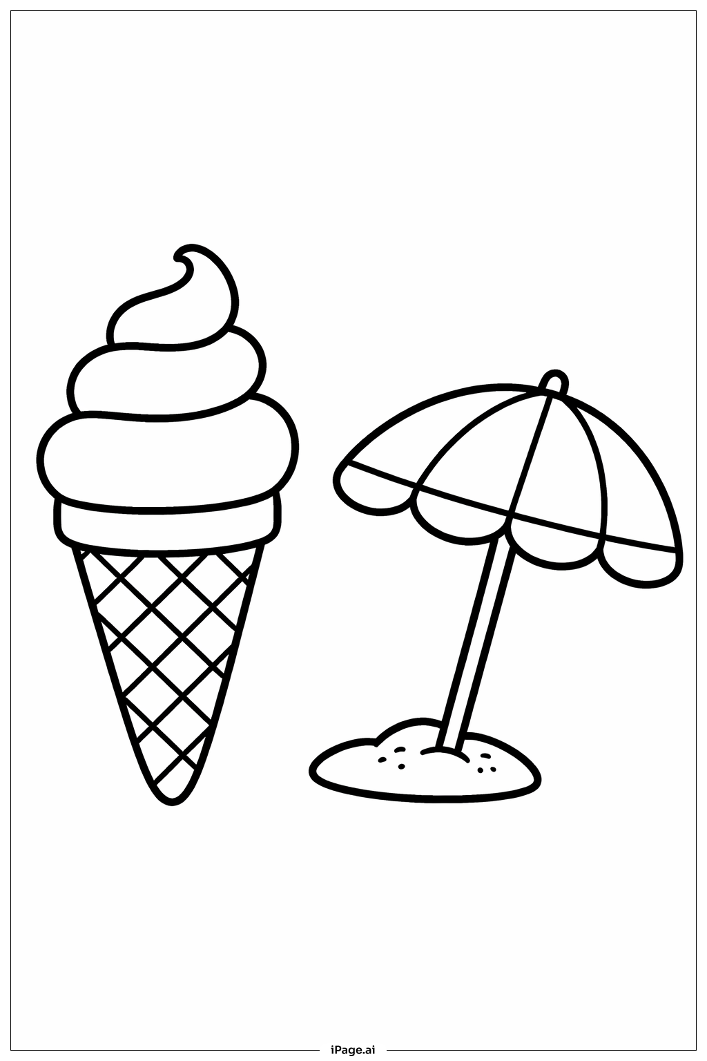  Regenschirm und Eis Ausmalseite 